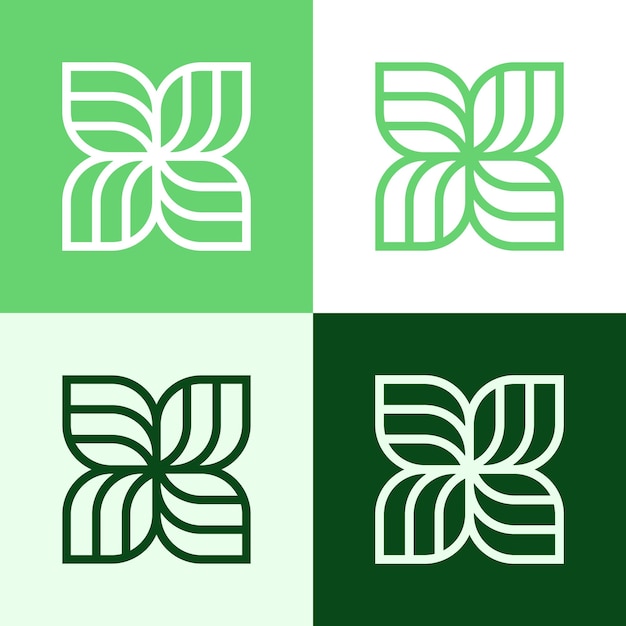 Abstract Letter X and Leaf Logo