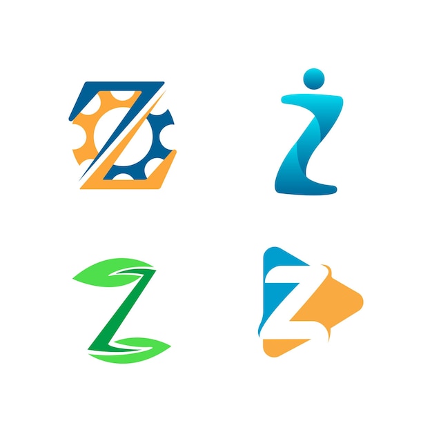 Abstract letter z symbol concept logo design in a set