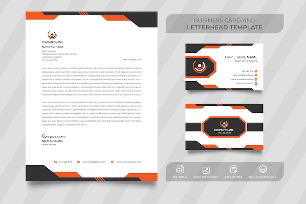 Vector abstract letterhead and business card template