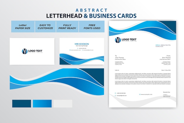 Abstract letterhead and business cards design