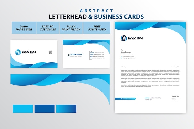 Abstract letterhead and business cards design