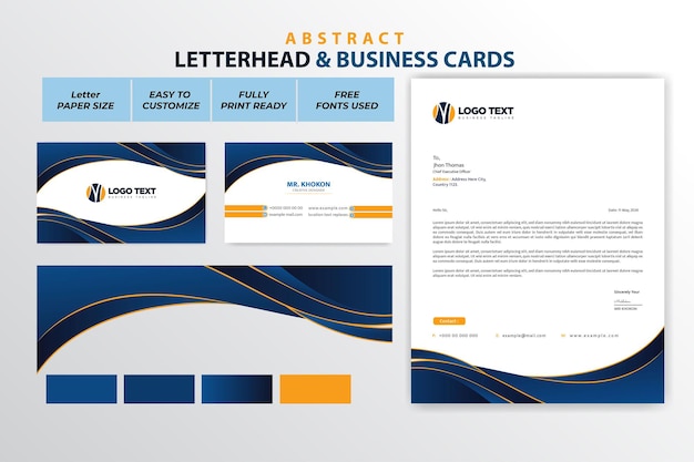 Abstract letterhead and business cards design