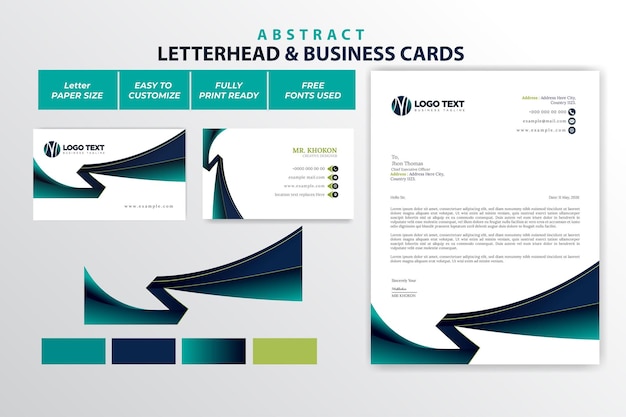 Vector abstract letterhead and business cards design