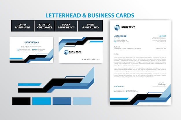 Vector abstract letterhead and business cards design