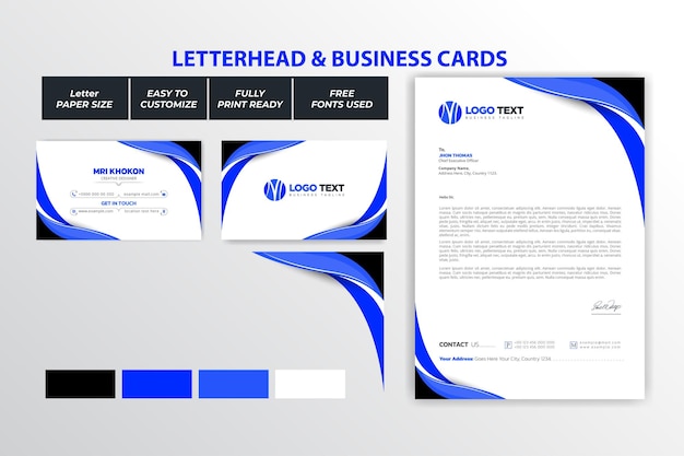 Abstract letterhead and business cards design