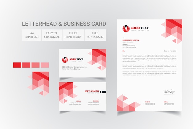 Abstract letterhead and business cards design