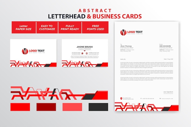 Vector abstract letterhead and business cards design