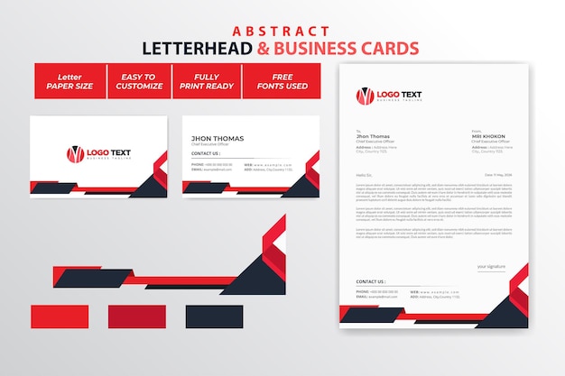 Vector abstract letterhead and business cards design