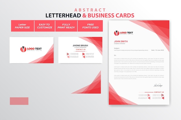 Abstract letterhead and business cards design