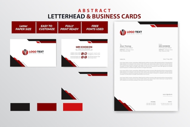 Abstract letterhead and business cards design