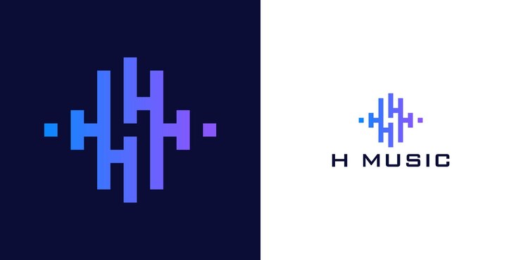 Vector abstract letters with pulse music player elements logo template of electronic music equalizer