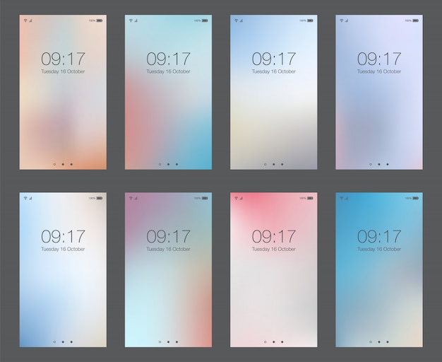 Abstract light blur backgrounds for smartphone screen mobile wallpaper set
