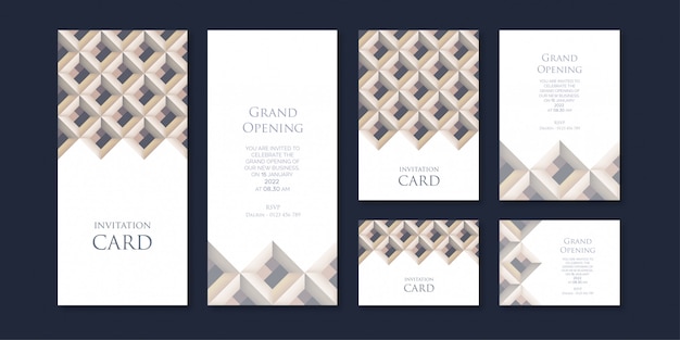 Abstract light color theme pattern corporate invitation template with three variations