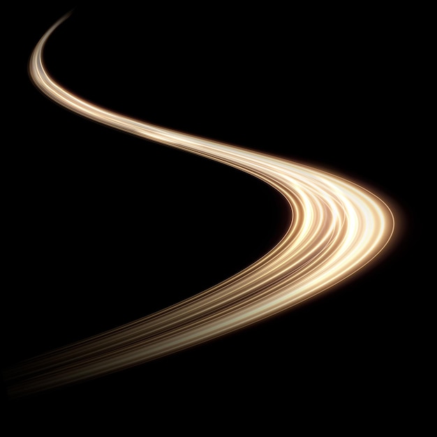 Vector abstract light effect of golden line of light