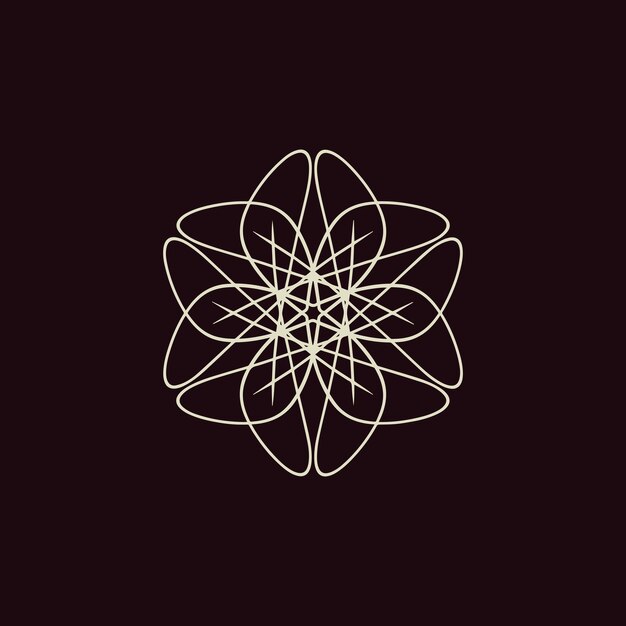 Abstract light grey and dark brown floral mandala logo suitable for elegant and luxury ornament
