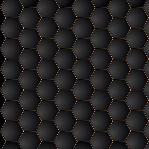 Abstract. Light Hexagon , honeycomb black Background ,dark and shadow ,Vector