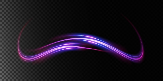 Abstract light lines of movement and speed with white color glitters Light everyday glowing effect semicircular wave light trail curve swirl car headlights incandescent optical fiber png