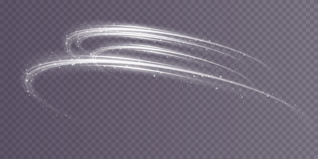 白い光の動きと速度の抽象的な光の線 光の日常の輝く効果 半円形の波 光跡 曲線 渦巻き 車のヘッドライト 白熱 光ファイバー png