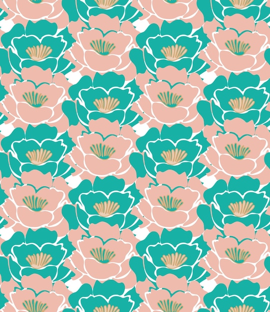 Abstract Lily Flowers Seamless Pattern Trendy Fashion Colors Minimal Chic Vector Design Perfect