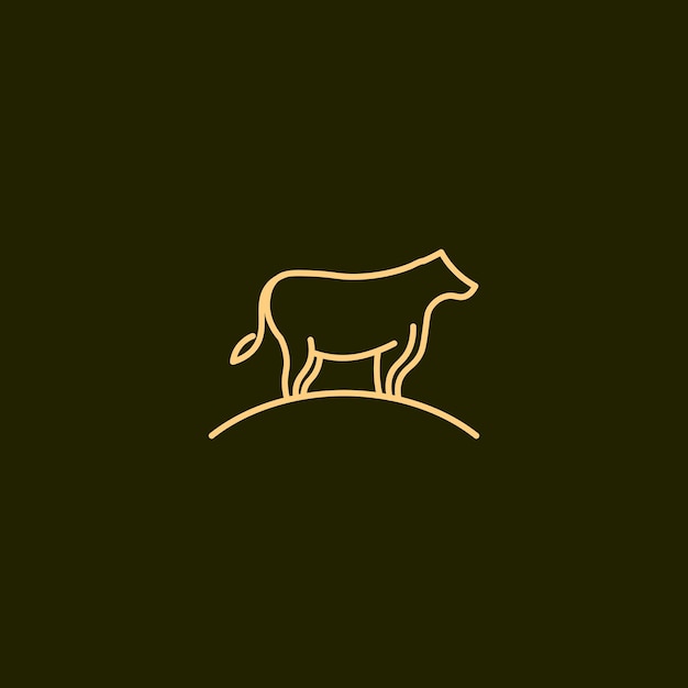 Vector abstract line art of cow or beef logo icon