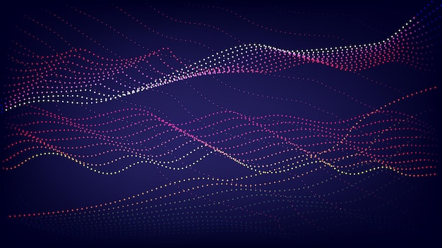 Vector abstract line art particle wave background