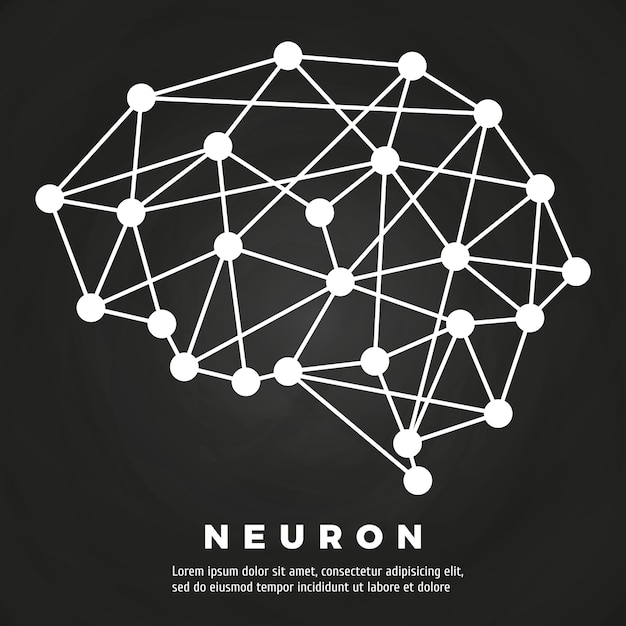 Abstract line brain neural network chalkboard poster design