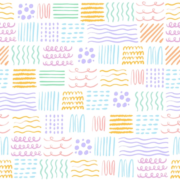 abstract line doodle seamless pattern