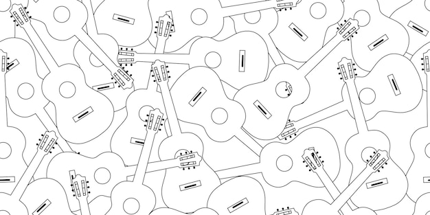 Vector abstract line guitar seamless pattern