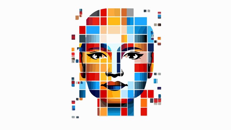 Vector abstract line mosaic portrait gallery icon