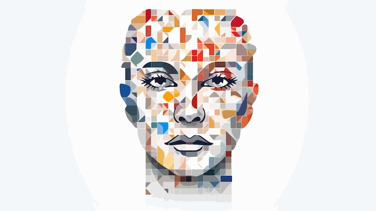 Vector abstract line mosaic portrait gallery icon