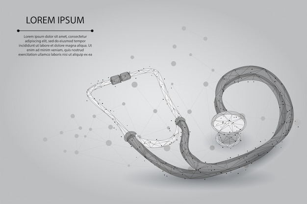 추상 라인과 포인트 의학 청진기 낮은 폴리 건강 관리 세계의 날