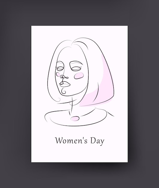Abstract line portrait of a woman Womens day For postcards posters flyers etc