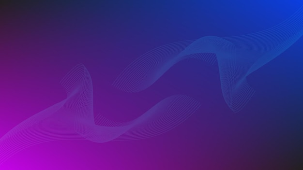 Абстрактная линия волны с эффектом освещения на фиолетовом и синем цветном фоне градиента