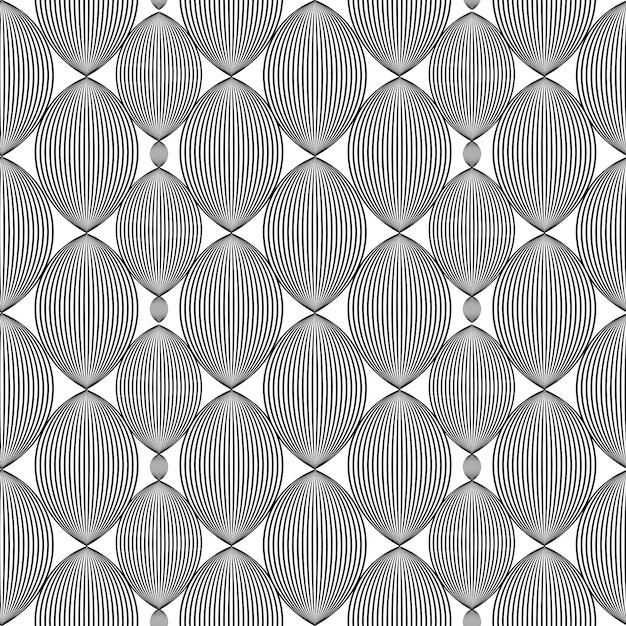 Abstract linear chain waves in black and white repeated pattern Vector seamless pattern design for textile fashion wrapping and paper