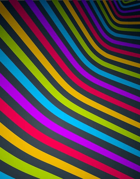 Abstract lines in 3D dimensional perspective abstract vector background, cool funky design layout, 70s retro template.