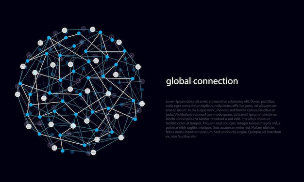 Abstract lines and dots of global connections