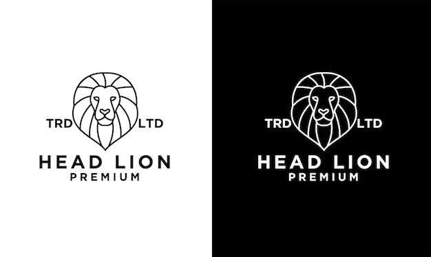 Abstract lion head line vector logo design