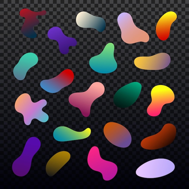 Abstract liquid blob shapes and gradient fluid collection