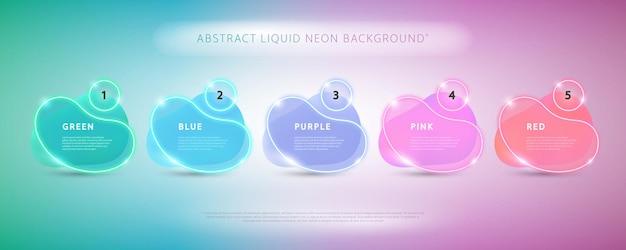 Vettore blob liquidi astratti con set al neon incandescente