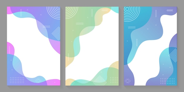 Abstract liquid colors background design with memphis and geometric shape elements fluid gradient