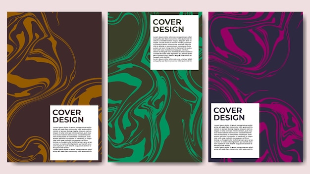 Abstract liquid cover design set with modern style