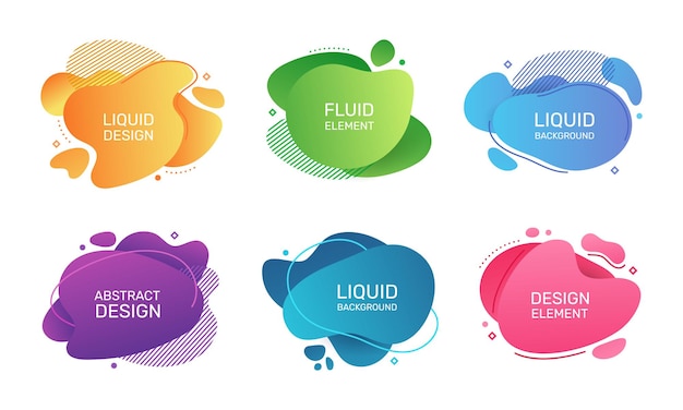 Abstract liquid elements organic fluid bubble shapes modern gradient blobs geometric vector graphic