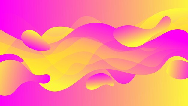 Abstract liquid gradients colors background design with memphis and geometric shape elements