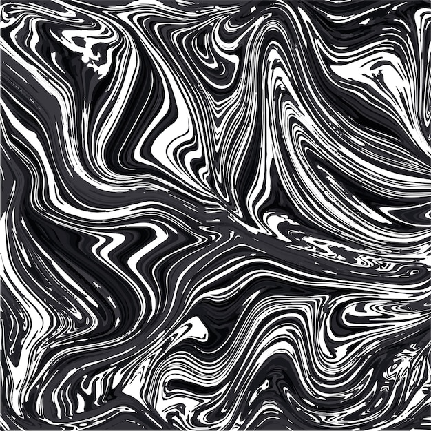 Vector abstract liquid ink marble texture with black white and creative design background