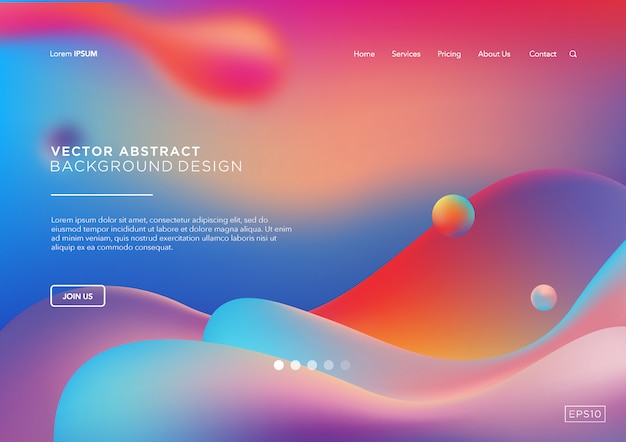 Abstract liquid landing page or web template