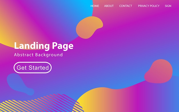 Vector abstract liquid landing page or web template