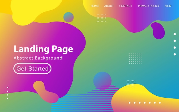 Vector abstract liquid landing page or web template