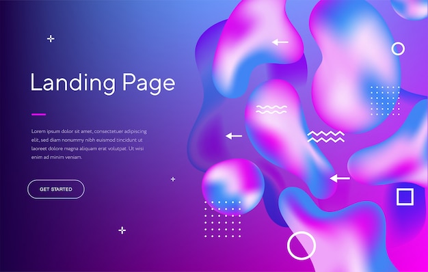 Vector abstract liquid modern graphic element. dynamical colored forms and waves. template for the design of a website landing page