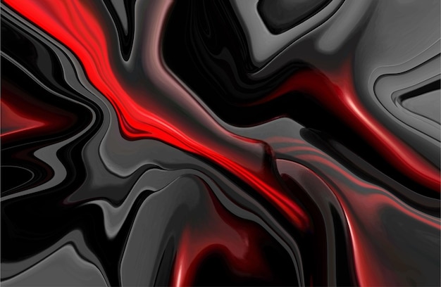 Abstract liquid pattern background design with black shadow and red colors