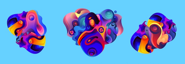 Abstract liquid shape fluid iilustration set